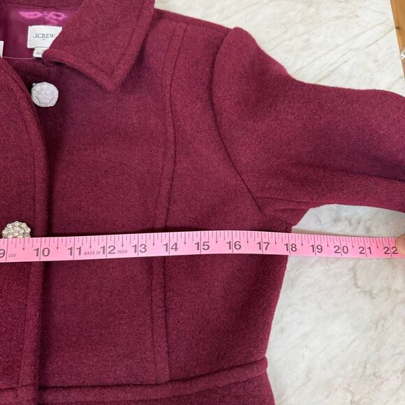 J. Crew wool blend Lady day coat in vintage burgundy jeweled buttons size 4 NWT - Picture 8 of 10